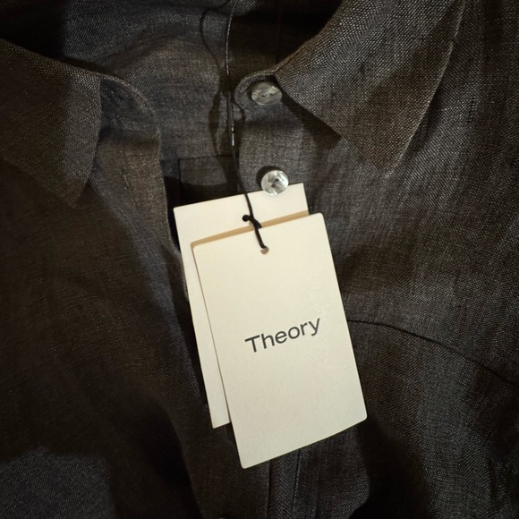 Theory Hekanina Tie Front Drape Hemp Shirt-Pewter Sz S NWT & extra buttons - Picture 10 of 15